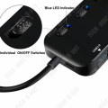 Miniatyrbillede 3 af 4: TD® Hub USB 3.0 Multi-stik, 4 porte USB Ultra Tynd Adapter med individuelle strømbryderlys