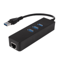 Pikkukuva 2 / 4: RJ45 Ethernet-sovitin - USB 3.0 - 3 porttia - 1000 Mbps - Musta - Langallinen verkkokeskitin