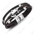 Miniatyrbillede 1 af 4: TD® Personlighed mode anker multilag titan stål Armbånd i læder retro mænds hånd smykker Armbånd i læder 210mm