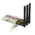 Miniatyrbillede 3 af 4: Adapter til trådløst Wi-Fi PCI-E Express 450Mbps med 3 stk. LAN-antenner til Windows 7-8-10-XP AC990