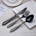 Miniatyrbillede 2 af 4: Noir Coutellerie-Couverts, 24 Stykker Kniv I Rustfrit Stål Ske Gaffel Sæt til 6 Personer (sort, 6 sæt)