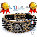 Miniatyrbild 4 av 4: Halsband för hund - TD® - Justerbar - Syntetläder - Svart - Reflekterande dödskalle