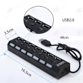Miniatyrbild 2 av 4: HTBE® Computer Converter HUB Hub Extender Interface One to Seven USB Oberoende Switch med ljus