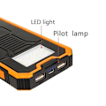 Pikkukuva 2 / 4: 15000mAh Aurinkosähkölataaja Power Bank Kannettava Varavirtalähde Ulkoinen Akka Kestävä 8 LED Kaksois-USB:llä Orange