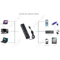 Miniatyrbillede 4 af 4: TD® Concentrator hub 3.0 ethernet 7 porte multiprise usb netværk multiple nøgleadapter oplader hurtig telefon computer afbryder