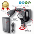 Miniatyrbillede 1 af 4: LCC® Solcelleprojektor 2 x 3 W Ultra Kraftige - 250 Lumen - Bevægelsessensor - Sort Svart