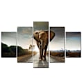 Miniatyrbillede 1 af 4: TD® Rammem kunstvægsbilleder HD trykt 5 dele - skov elefant dyremoderne maleri på lærred hjemmeindretning plakat~11240