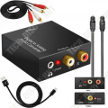Miniatyrbillede 1 af 4: TD® Digital-Analog Audio Signal Converter Stor digital fiber coaxial shell to L - R 3.5 mm - AV adapter