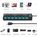 Miniatyrbillede 4 af 4: HTBE® Computer Converter Hub Interface Extender One to Seven Independent USB Switch with Light