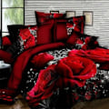 Miniatyrbild 4 av 4: TD® Påslakan Rose Red Romantisk 3D-mönster mikrofiber Trendig queen size-säng för par Syntetisk mikrofiber