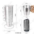 Miniatyrbillede 2 af 4: TD® Original isoleret kaffekop sæt med 4 rustfrit stål te varme og kolde drikke kop gave solidt vaskbart glas