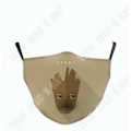 Pikkukuva 4 / 4: Maske Groot 3D TD® Marvel miehille ja naisille - Pesukelpoinen ja käytettävä uudelleen oleva kangasmaske - Ruskea