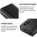Miniatyrbillede 4 af 4: Solcelle Powerbank 10000mAh Vandtæt Nødstrømsbatteri Kraftfuld Oplader 2 USB-porte Kompas Rejse Lommelygte Blå svart