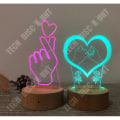 Miniatyrbillede 4 af 4: Stående lampe - TD® - 3D Hjerte - 7 Farver - Fjernbetjening - LED-belysning 7 färger
