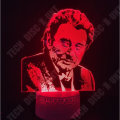 Miniatyrbillede 4 af 4: lampe Johnny Hallyday 3D fjernbetjening farvet lys 7 farver natlampe sengebord lampe USB kabel dekoration atmosfære fan Johnny