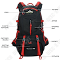 Miniatyrbillede 3 af 4: TD® 60L Vandretasker Sport Friluftsliv Rygsæk til klatring Trekking Alpinisme Sort fuldt plads Multi-lommer opbevaring