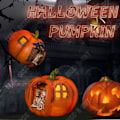 Miniatyrbillede 2 af 4: TD® Lysende Halloween græskar ornament 2 stk. Skelet design lysende Velegnet til Halloween dekoration
