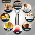 Miniatyrbillede 2 af 4: TD Siphon chantilly 500ml ergonomisk design professionel flødeskumssyphon i aluminium med 3 dyser i rustfrit stål