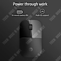 Miniatyrbillede 4 af 4: TD® HP Trådløs USB-mus, slank, 2,4 GHz sort med blå LED optisk sensor 1200 dpi, batterilevetid op til 16 måneder