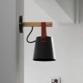 Miniatyrbillede 3 af 4: LED væglampe i træ, sengelampe, moderne natlampe, nordisk dekoration til hjemmet (sort) - 249955 sort