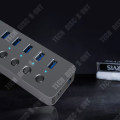 Miniatyrbillede 2 af 4: TD® Hub USB3.0 7 porte med høj hastighed og hurtig opladning Datahub med 1M forlængerledning til bærbare computere m.m.