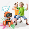 Miniatyrbillede 4 af 4: Dansende og blinkende elektrisk hexapod robot legetøj med musik, orange, legetøj robot til drenge og piger, fjernstyret robot til.