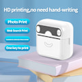 Miniatyrbillede 4 af 4: Bærbar TD® printer Engelsk version Hvid + 10 ruller termisk papir Etikette Foto Bluetooth lommeskrivning