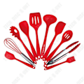 Pikkukuva 1 / 4: TD® 10 kpl Silikoni Keittiövälineet Spoonula, Sivellin, Vatkain, Spatula, Kauha, Reikäpohjainen Käänteinen ja Lusikka, Tönäisit, Pastahaarukka - Puna