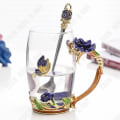 Miniatyrbild 4 av 4: TD® 350 ml rosa emalj vattenkopp Högtemperaturbeständig glasblomma