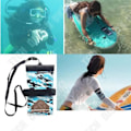 Miniatyrbillede 2 af 4: TD® Vandtæt dykker taske til smartphone, nøgle, kort - holder dem tørre i vand, ideel til pool, spa, med bærestrop, vandtæt model, farve og mønster g Gul