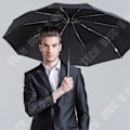 Miniatyrbillede 4 af 4: TD® Paraply diskret sort elegant regn UV beskyttelse polyesterstof automatisk høj kvalitet daglig tilbehør bagage regn
