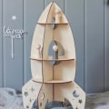 Miniatyrbild 1 av 4: Barn Baby Träleksak monterad Raketmodell Rumsdekoration Byggstenar Ornamenter Praktisk kombination