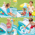 Miniatyrbillede 2 af 3: TD® Oppustelig Børneswimmingpool - Vandlegeredskab Krokodille - 203 x 173 x 89 cm - Blå og Gul