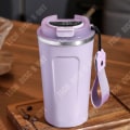 Miniatyrbillede 4 af 4: TD® Kaffeekop 510ml i rustfrit stål 304 Smart isoleret kop med transportrem Bærbar kop til bilen