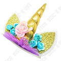 Miniatyrbillede 2 af 4: TD® Unicorn Horn Cake Decoration - Guld Stof Tilføjelse Til Børnefødselsdag