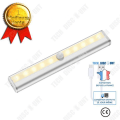 Miniatyrbillede 1 af 4: TD® 1 stk bevægelsessensor lampe, 10 LED skabs lampe, USB genopladelig LED natlampe, trappe lampe - varmt hvid