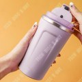 Miniatyrbillede 2 af 4: TD® Kaffeekop 510ml i rustfrit stål 304 Smart isoleret kop med transportrem Bærbar kop til bilen