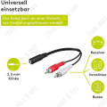 Miniatyrbillede 3 af 4: Lydadapter - TD® - Kabel 419004 - 2 RCA han - 3,5 mm hun - Sort