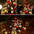 Miniatyrbillede 4 af 4: TD® Jul Mini Lille Juletræ Ornament med Lygter 50cm Kontor Juletræ Rød Sæt