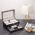 Miniatyrbild 3 av 4: TD® klockbox väska herr dam läder förvaring display box förstklassig elegant utsökt flanell metallglans