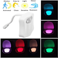 Miniatyrbild 1 av 4: Toalettljus Mänsklig LED-sensor Rörelseaktiverad PIR 8 Färger Automatisk RGB Nattbelysning