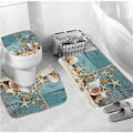 Miniatyrbillede 4 af 4: TD® Ensemble Gardin + Badeværs tæppe/Toiletbetræk/Duschgardin Anti Skimmel vaskbart, Toilet tæppe WC 180 x 180 cm