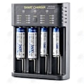 Miniatyrbild 1 av 4: HTBE® Smart litiumbatteriladdare 4-platser AA Ni-MH 1,2V litiumjonbatteri 2AUSB batteriintegrerad laddare