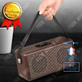 Miniatyrbillede 1 af 4: Bluetooth højtaler - TD - Retro - Træ og læder - 16W - Batterilevetid 8 timer Brun