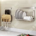 Miniatyrbild 1 av 4: TD® Väggmonterat diskställ Diskställ Väggmonterat stålfat och skålar/kökstillbehör