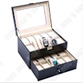 Miniatyrbild 3 av 4: TD® Watch Box Herrgåva 20 klockor Dubbla Läder Kvittokartong Färg: Svart