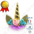 Miniatyrbillede 1 af 4: TD® Unicorn Horn Cake Decoration - Guld Stof Tilføjelse Til Børnefødselsdag