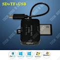 Miniatyrbillede 4 af 4: TD® 3 i 1 SD-kortlæser USB micro compact flash multifunktionel ekstern 3 porte adapter konverter hukommelseskortlæser air