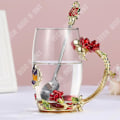 Miniatyrbild 2 av 4: TD® Glas blomma tekopp Europeisk stil kreativ rosa emaljfärg hög temperatur färg vattenkopp present