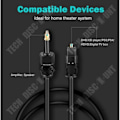Miniatyrbillede 4 af 4: TD® Fiberoptisk audio kabel fra firkantet til rundt mund Cabel til digital audio forstærker med fiberoptik 3,5 mm